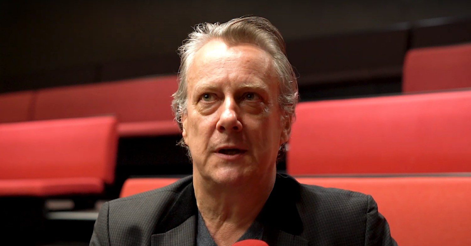 Stephen Tompkinson looking up during an interview