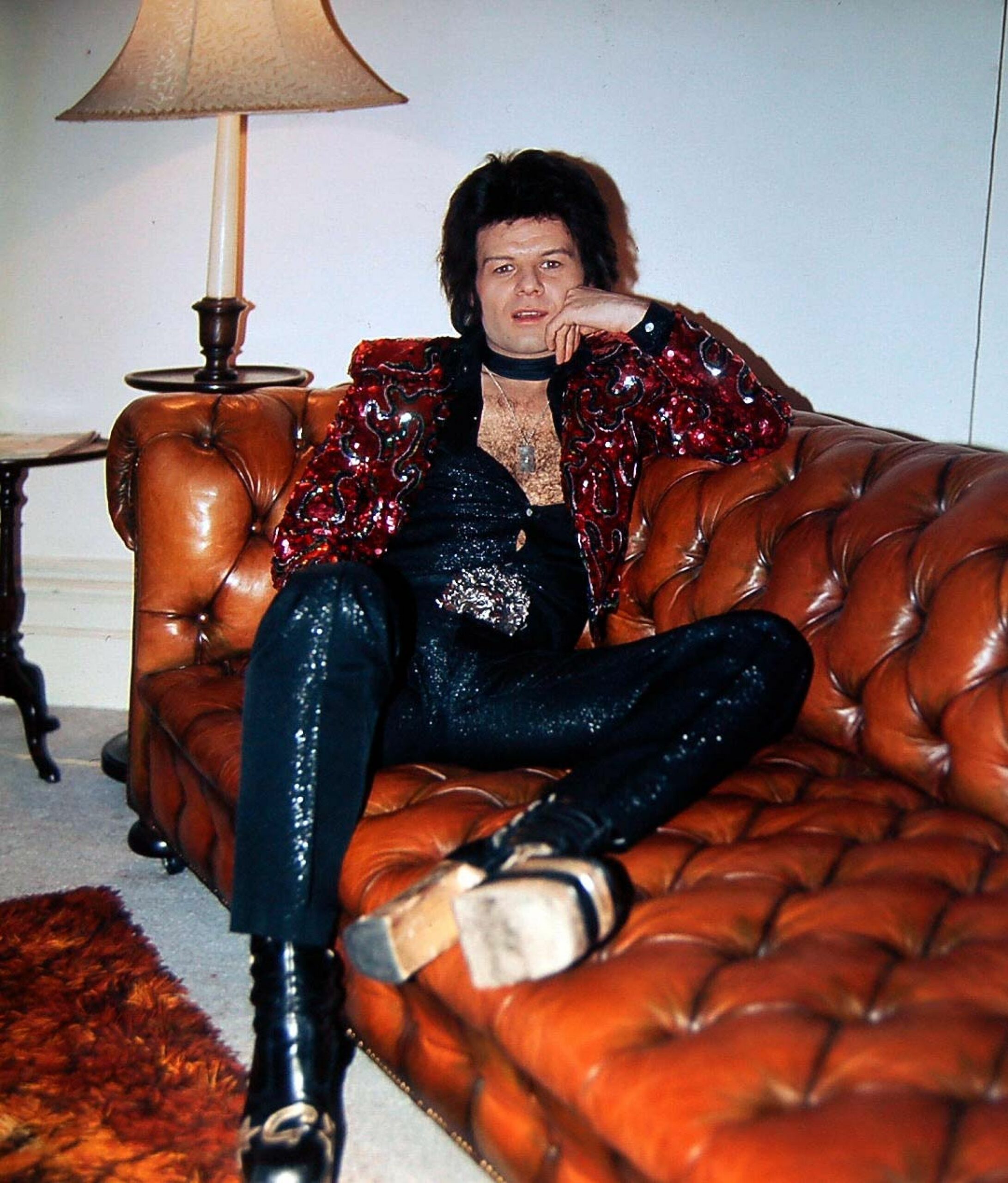Gary Glitter in sequinned outfit 