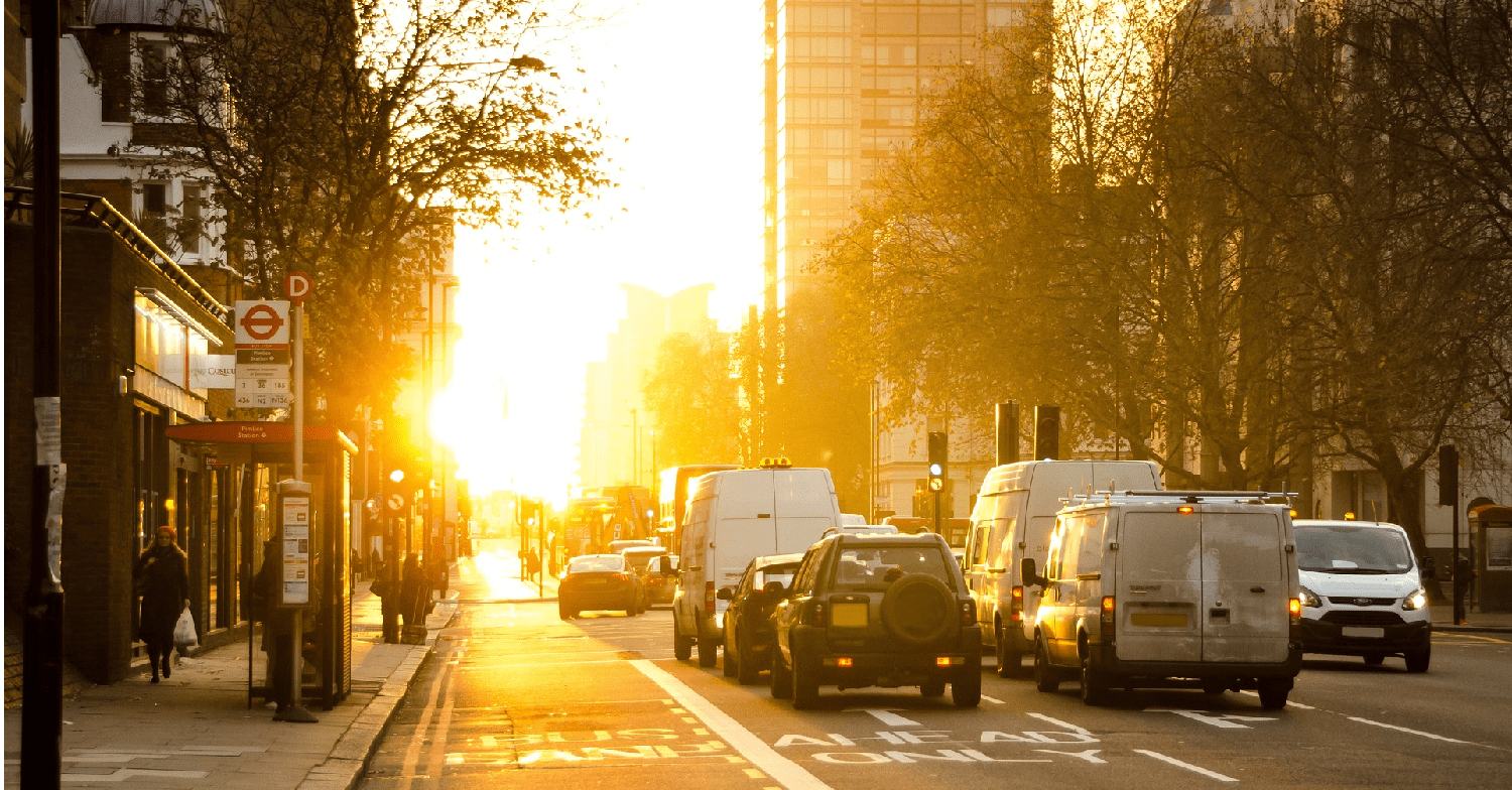 Cars on the road in London