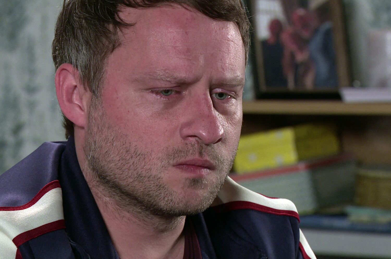 Paul Foreman in Coronation Street looks upset and lost