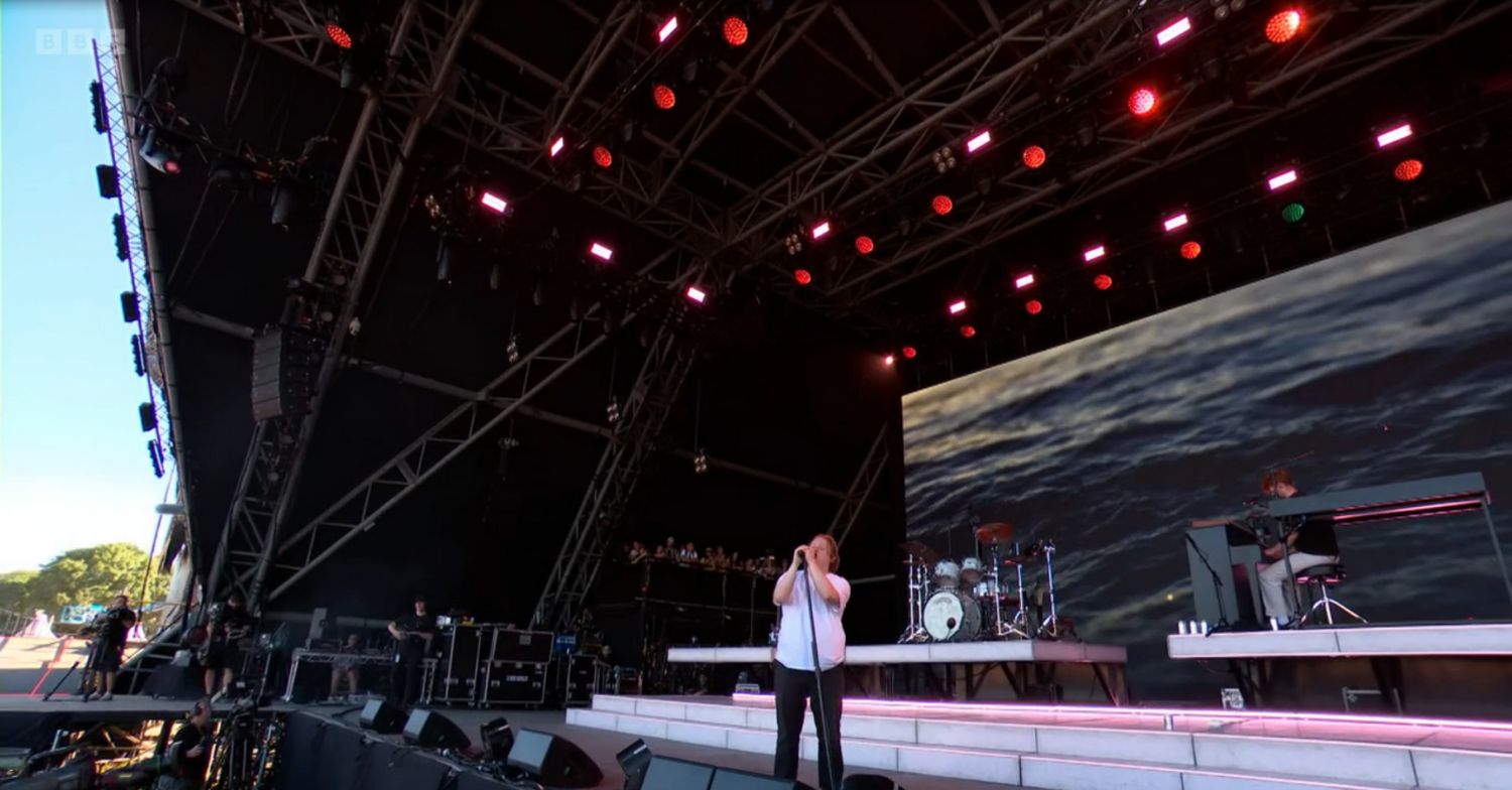 Lewis Capaldi performing at Glastonbury 2023