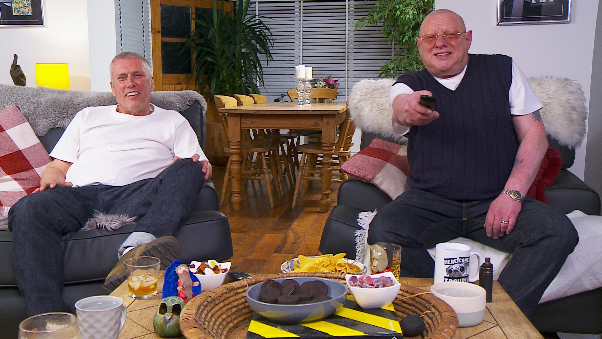 Bez and Shaun Ryder in the cast of Celebrity Gogglebox 2023
