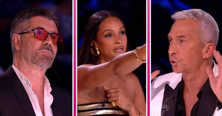 Simon, Alesha, and Bruno frown on BGT