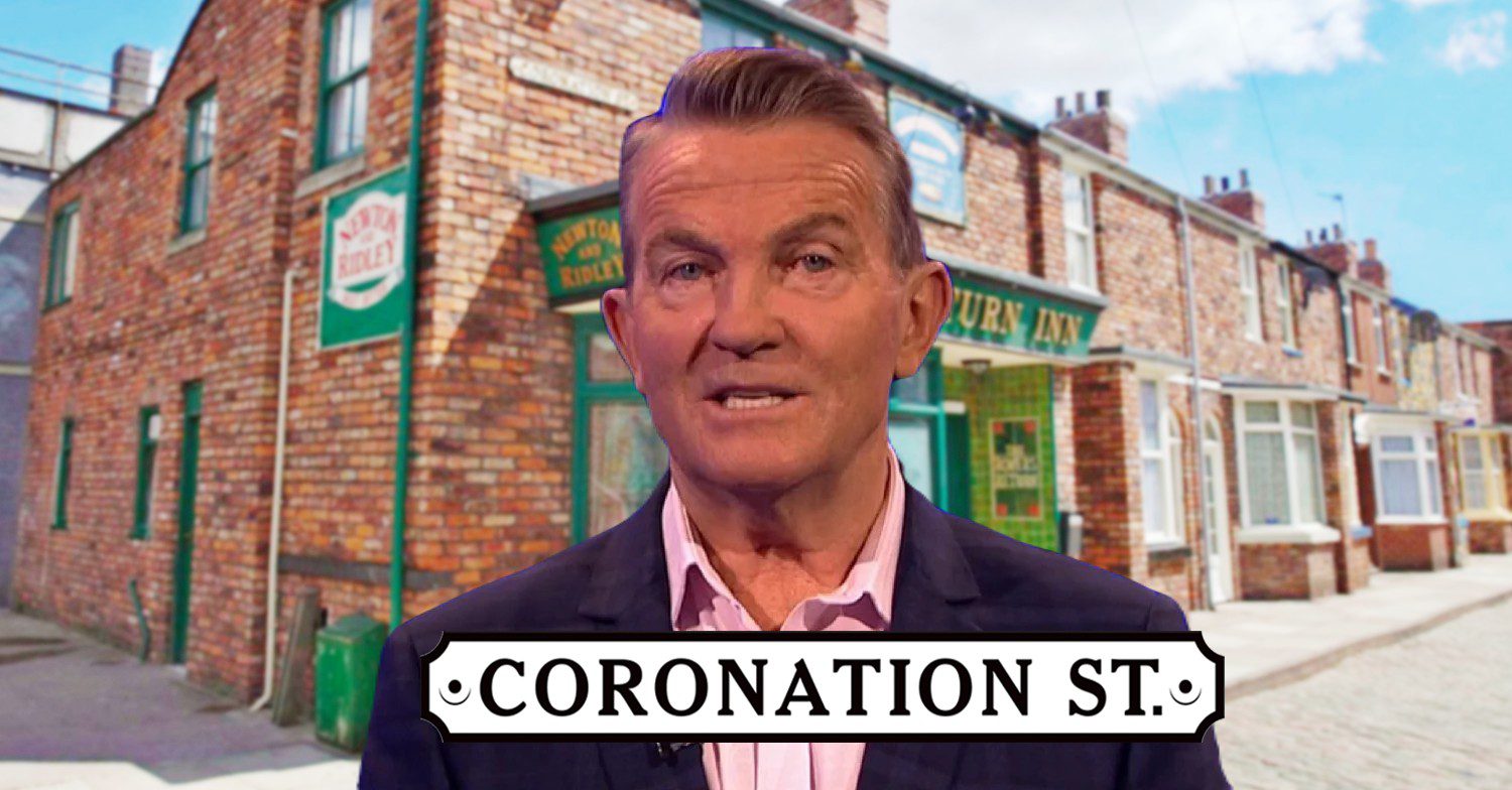 Bradley Walsh composite against Corrie Rovers background and logo (Credit: ITV/YouTube/Compsite: ED!)