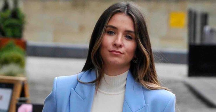 Brooke Vincent stares in blue blazer