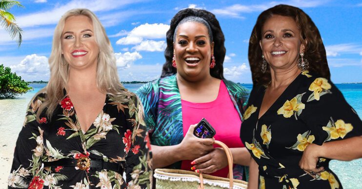 Josie Gibson, Alison Hammond and Nadia Sawalha on the beach