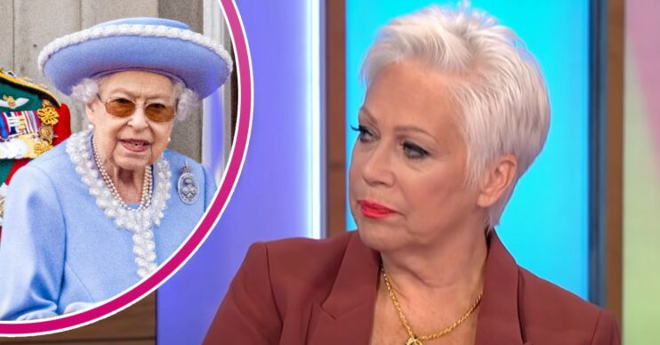 Queen Elizabeth on balcony, and Denise Welch on Loose Women