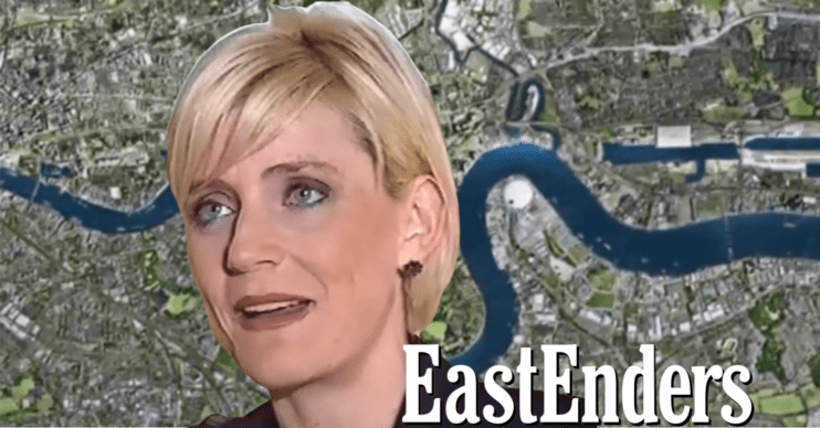 EastEnders comp image: Cindy Beale and show logo