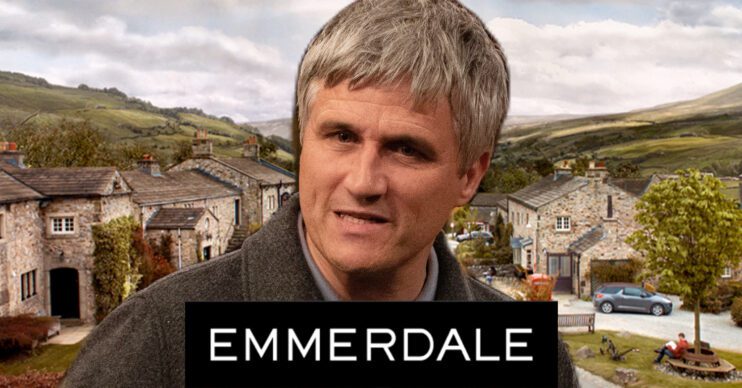 Emmerdale's Caleb, the Emmerdale logo and background of the Dales