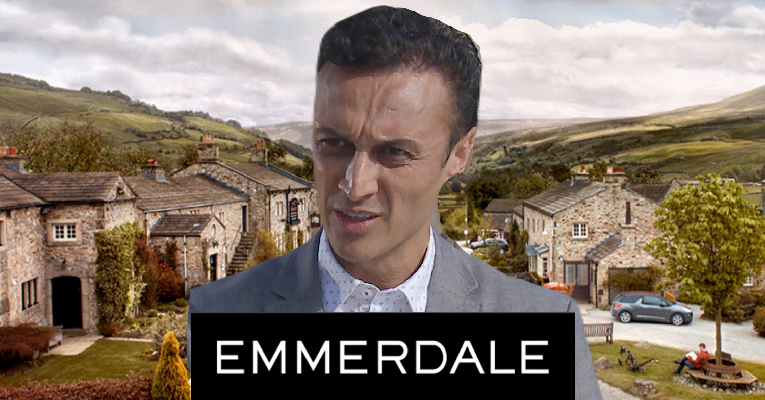 Emmerdale's Jai, the Emmerdale logo and background of the Dales