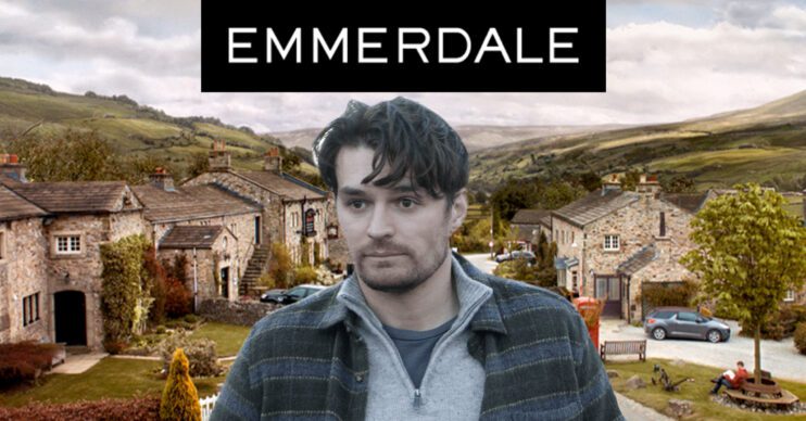 Emmerdale's Mack, the Emmerdale logo and background of the Dales