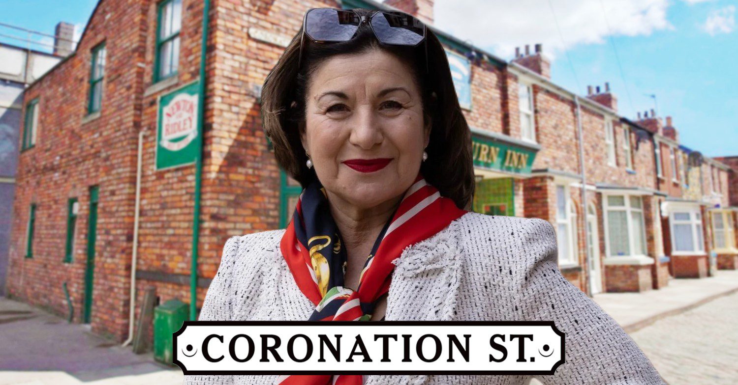 Isabella on Coronation Street against Rovers background and soap logo (Credit: ITV/Composite: ED!)