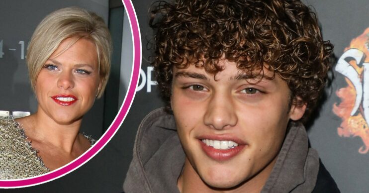 Late Jade Goody smiles, as does her eldest son Bobby Brazier
