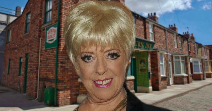 Julie goodyear aka Bet Lynch on Corrie background comp image