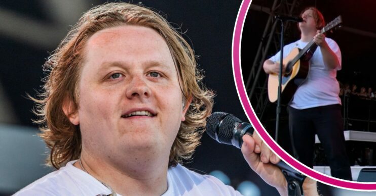Lewis Capaldi performing at Glastonbury