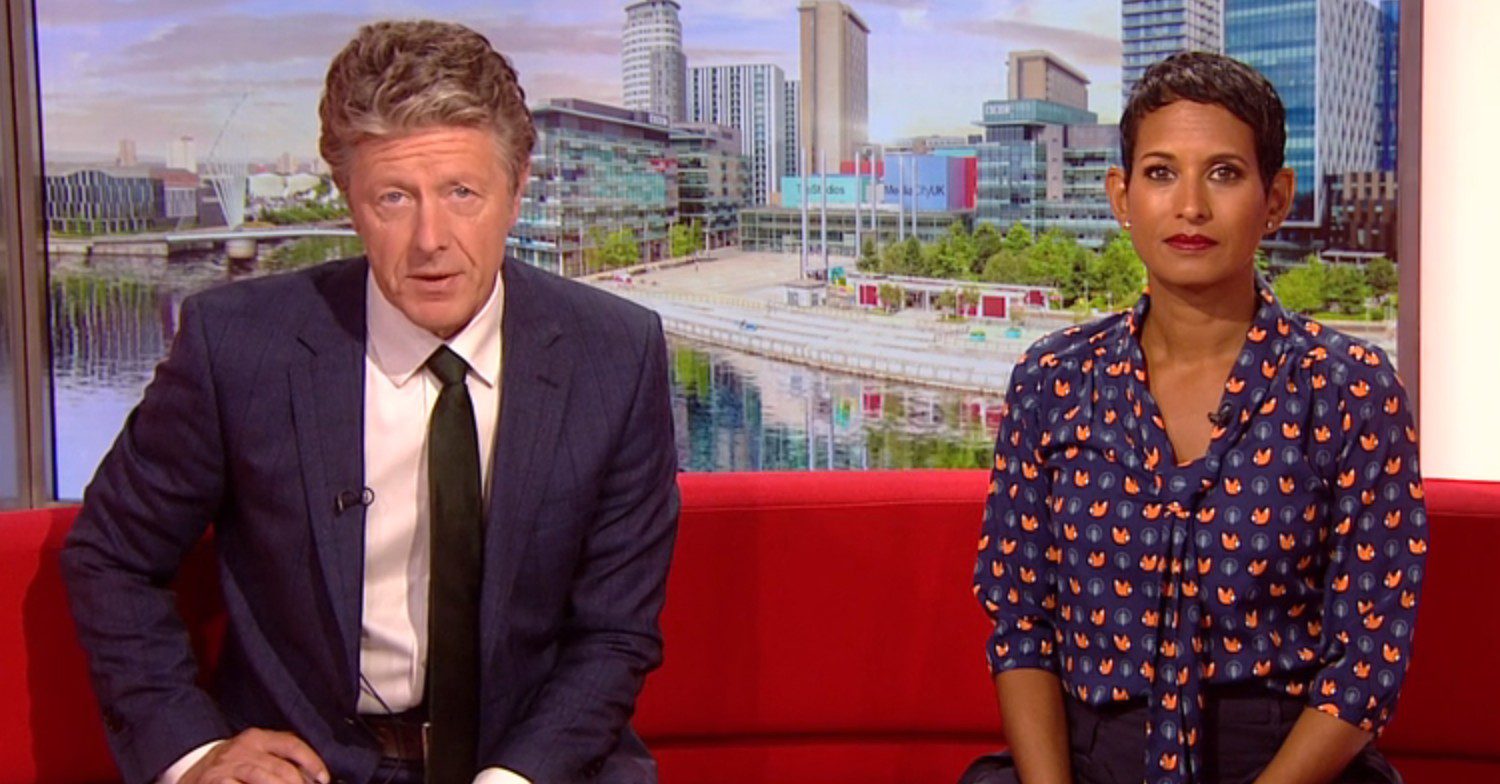 Charlie Stayt and Naga Munchetty presenting BBC Breakfast