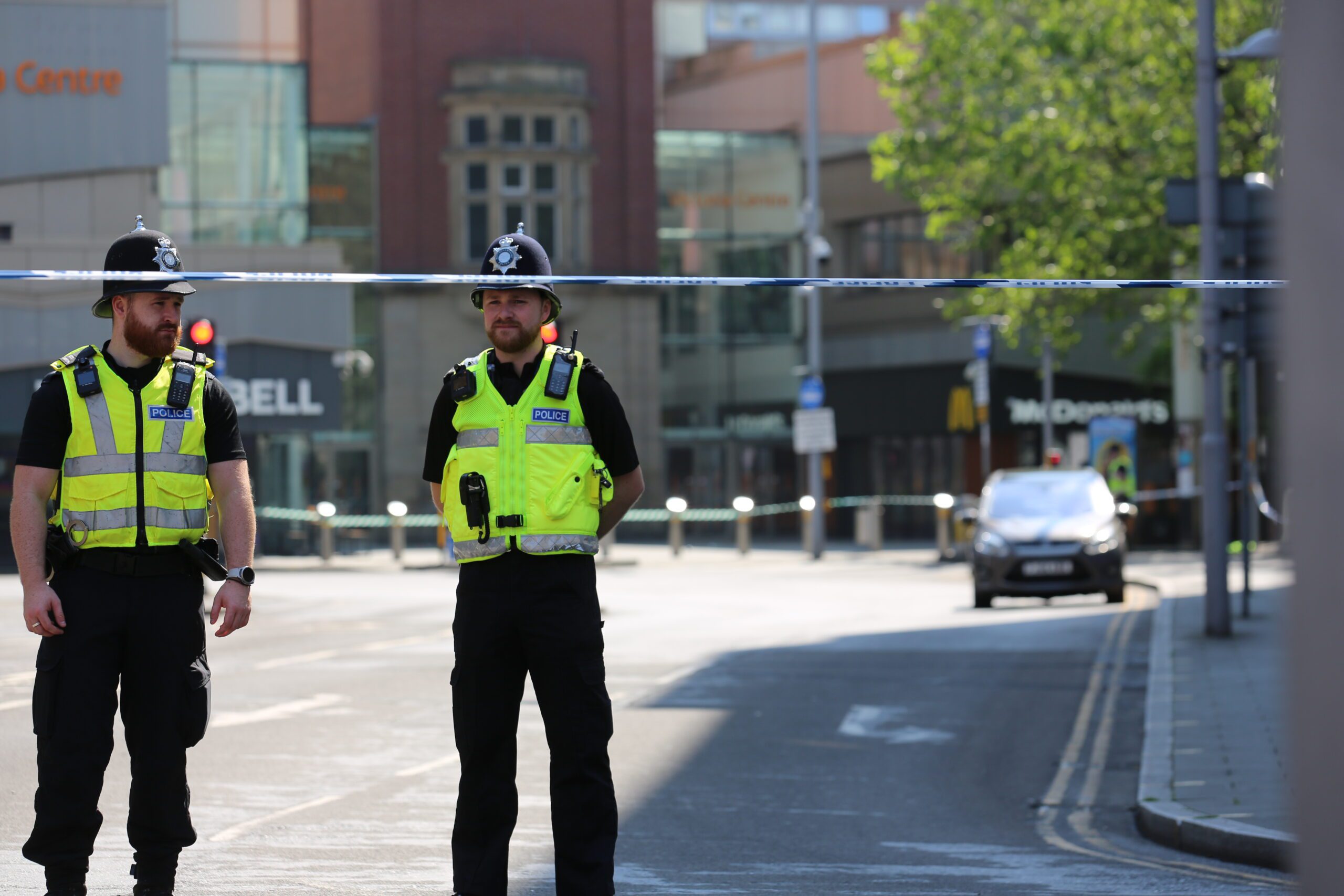 Police in Nottingham at the crime scene of murders