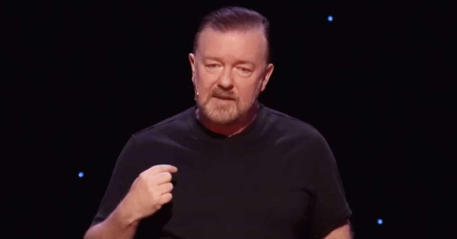 Ricky Gervais points to himself