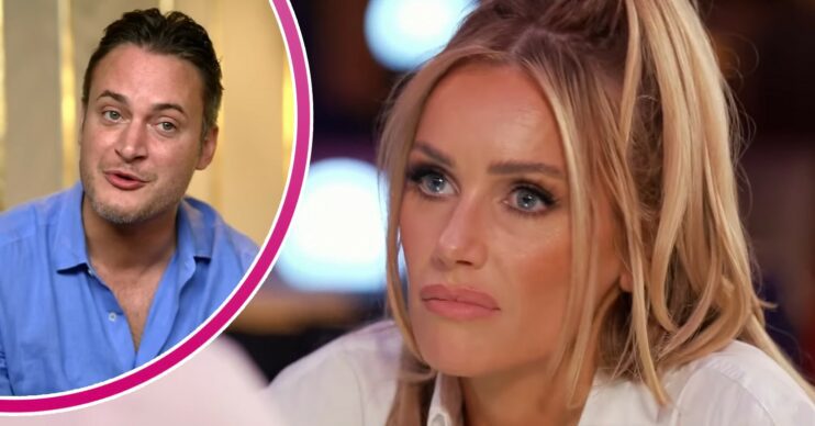 Gary Lucy and Laura Anderson frown