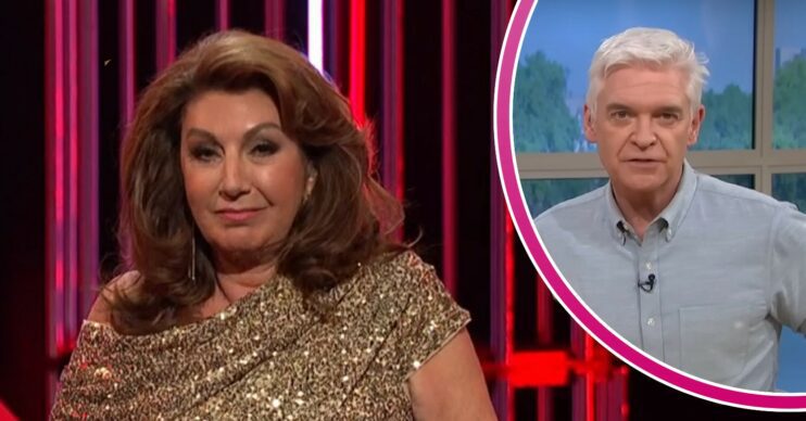 Jane McDonald at the Soap Awards / Phillip Schofield on This Morning (Credit: ITV / ED composite)