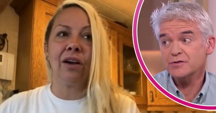 Jodie Marsh and Phillip Schofield frown