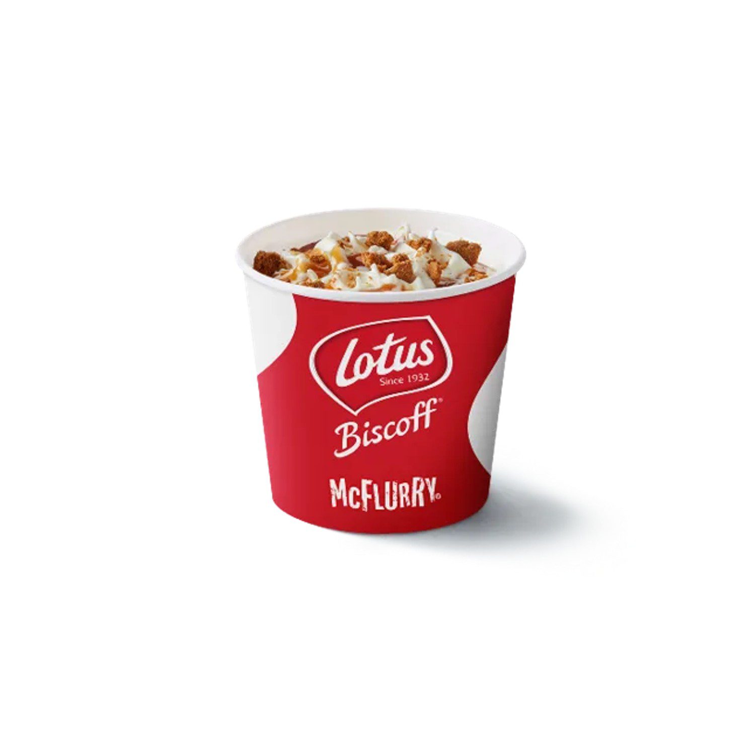 Lotus Biscoff McFlurry in front of white background