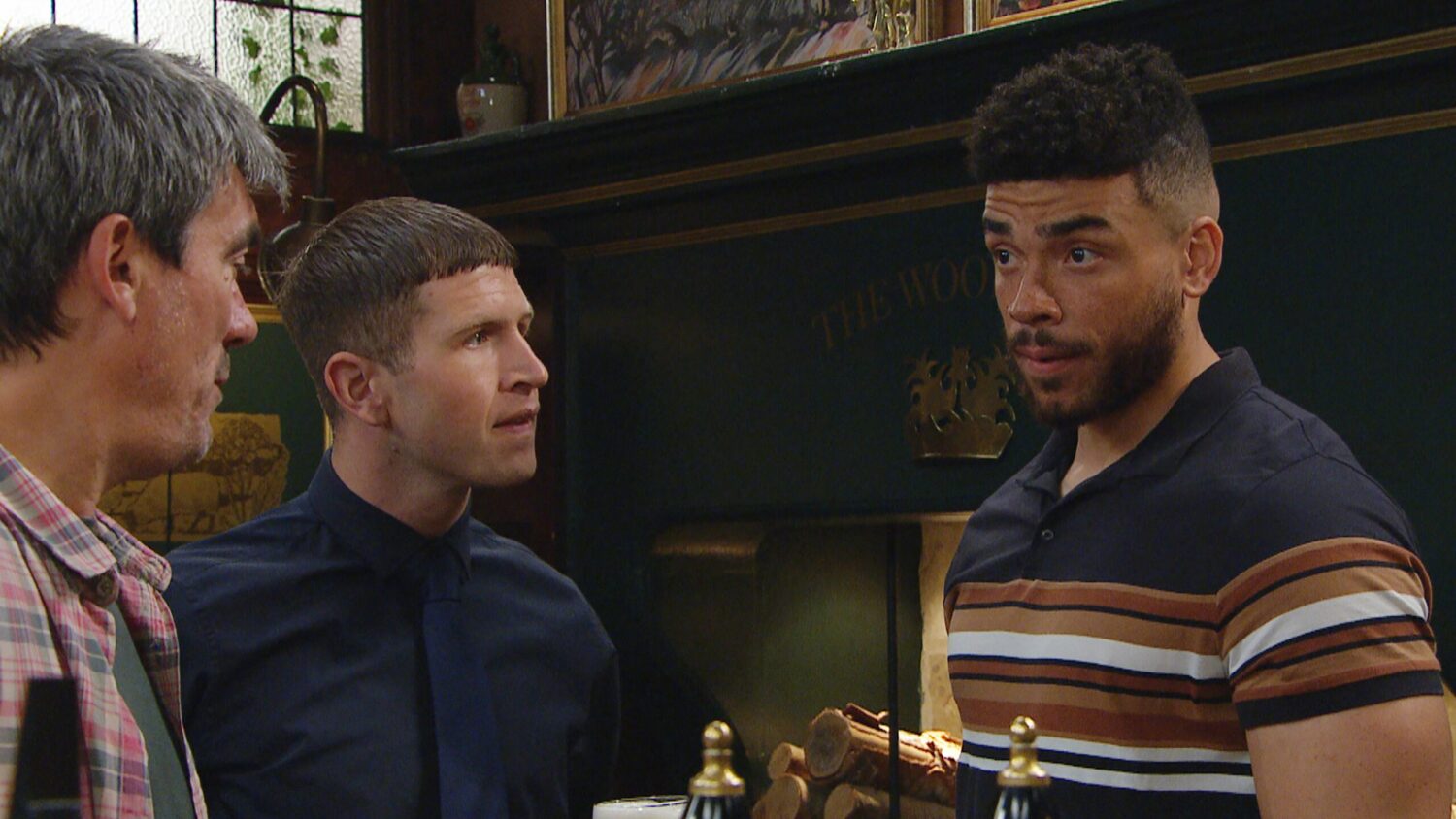 Cain, Corey and Nate look serious in The Woolpack