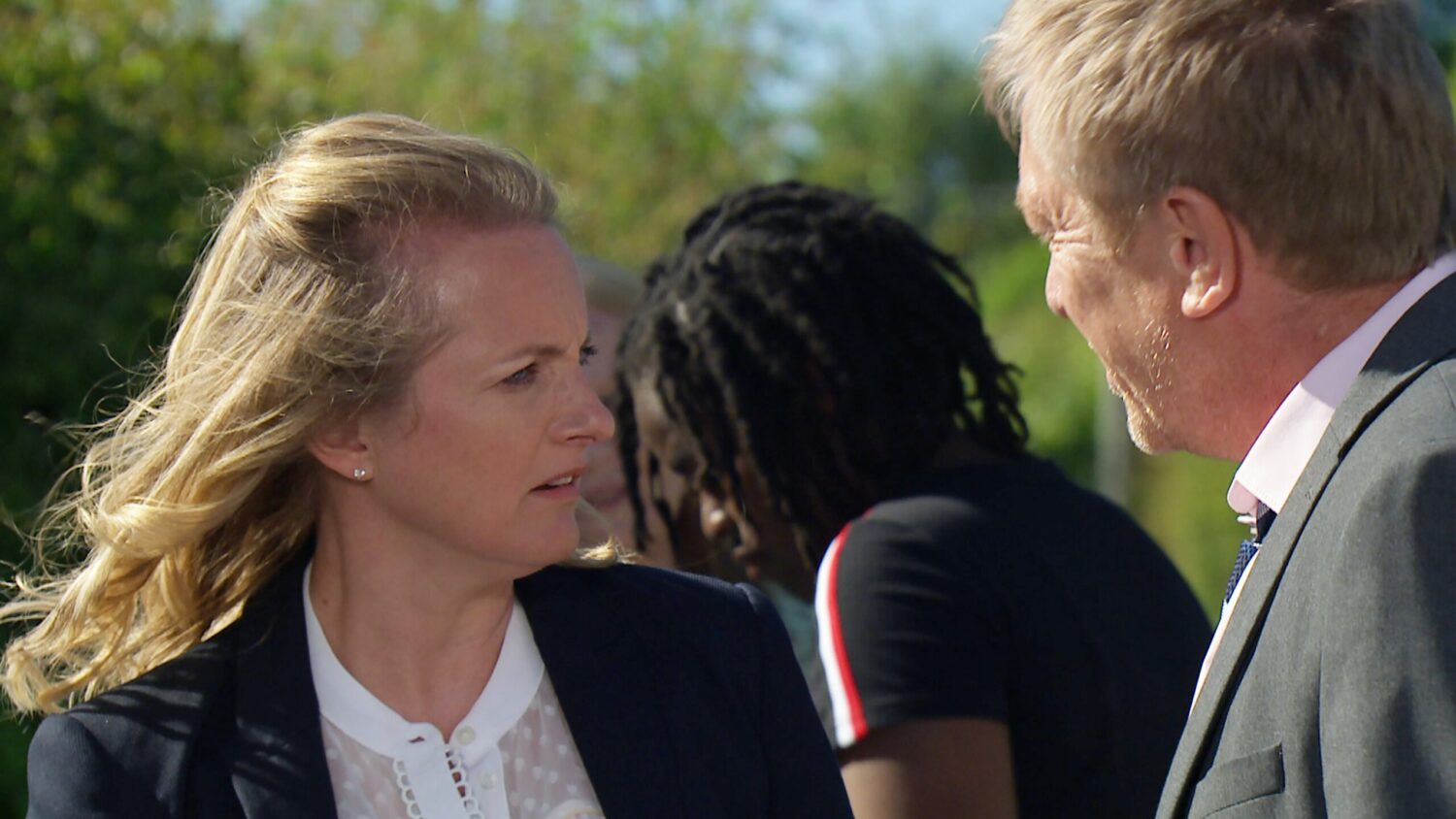 Nicola in Emmerdale looks incredulous at Colin