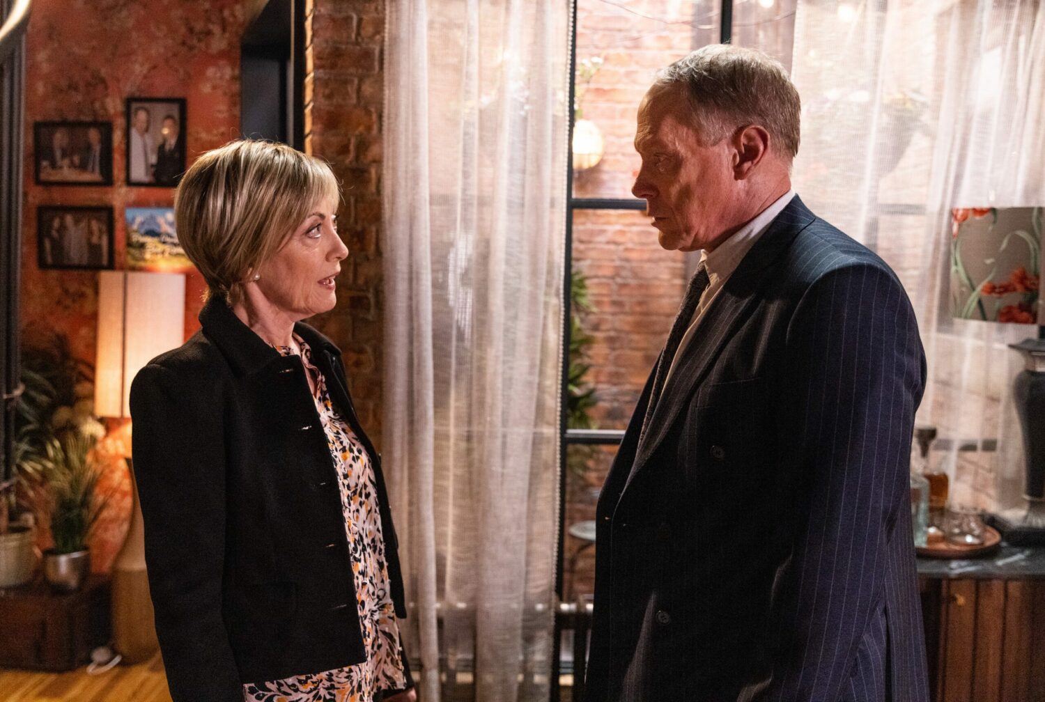 Coronation Street's Elaine and Stephen are staring at each other intensely