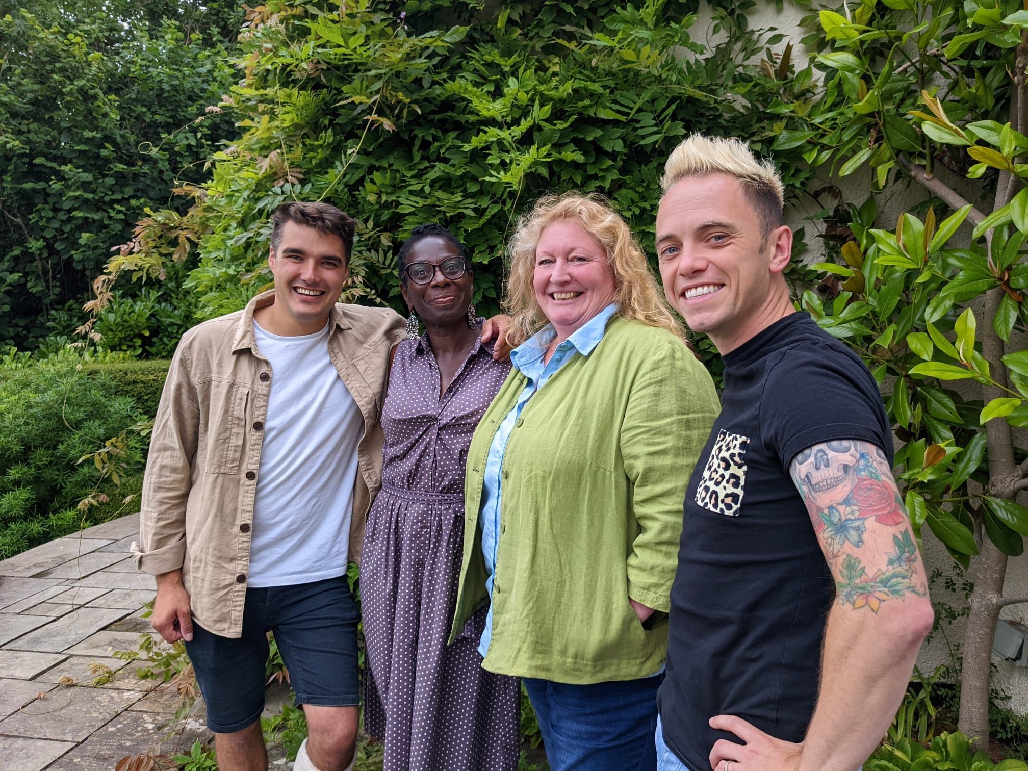 Charlie Dimmock with her Garden Rescue team