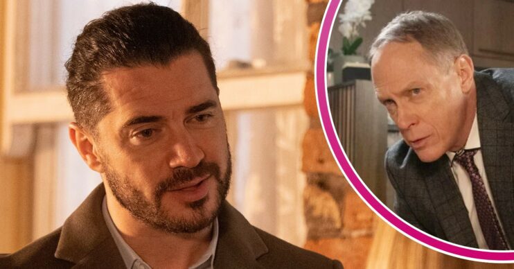 Adam on Coronation Street; inset, Stephen looking shady (Credit: ITV/Composite: ED!)