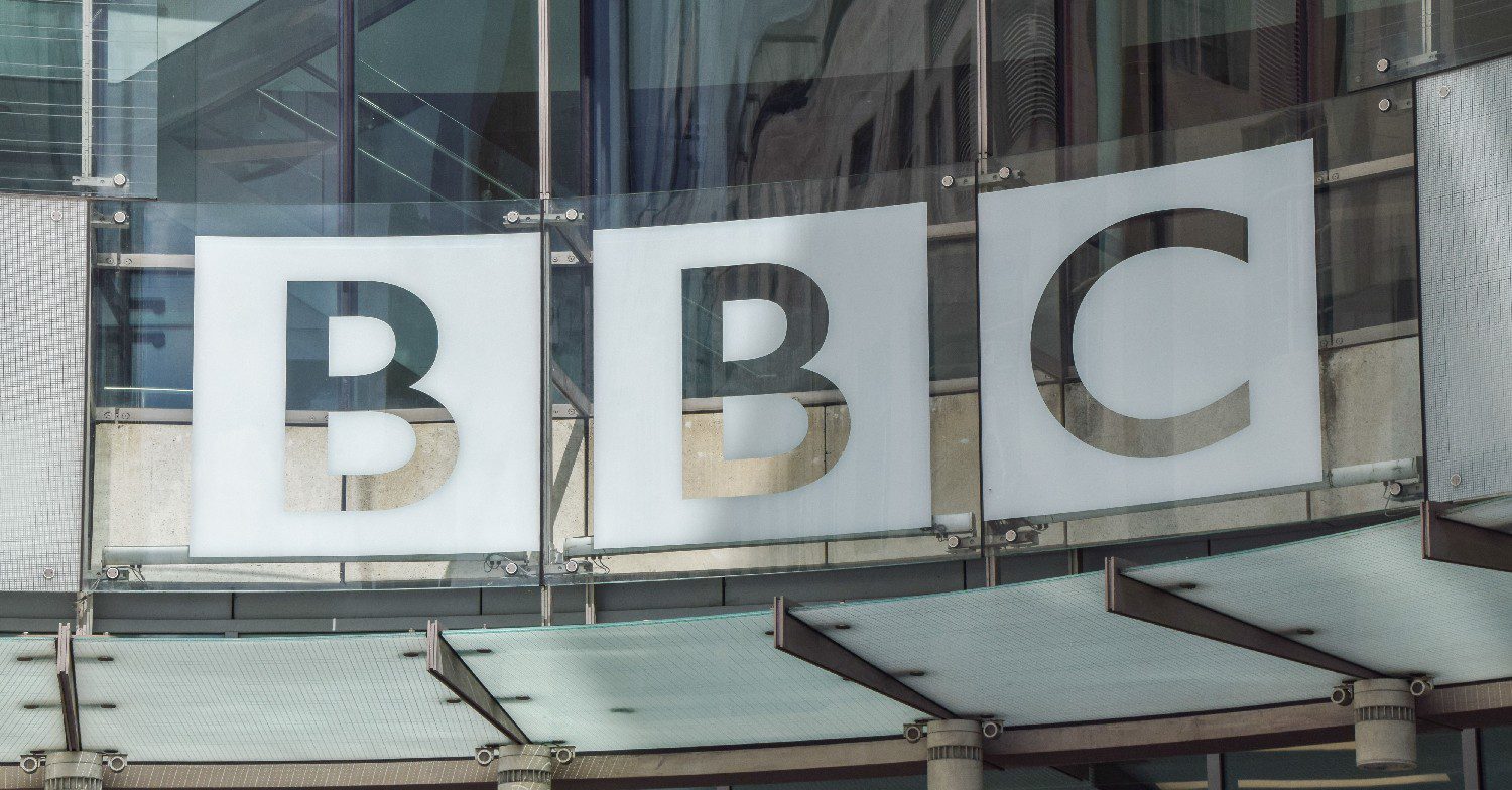 The BBC logo outside the studios