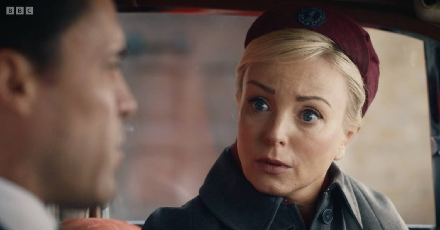 Helen George in character on Call the Midwife