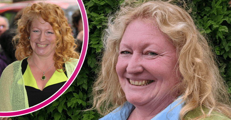 Charlie Dimmock smiling and inset in her younger days