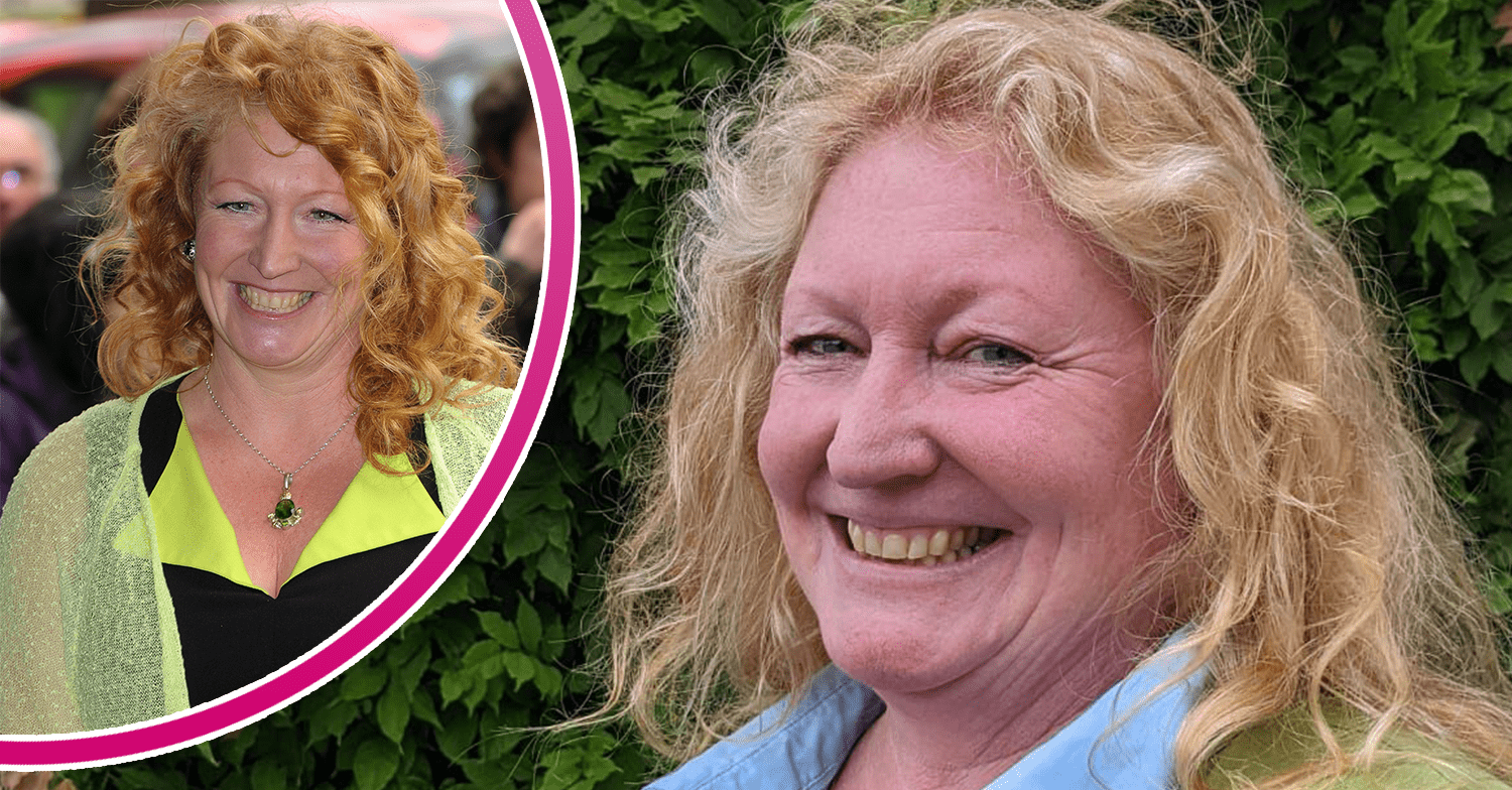 Charlie Dimmock smiling and inset in her younger days