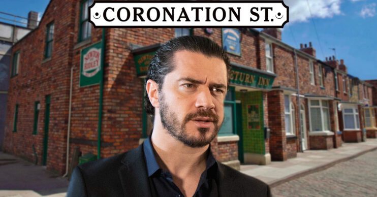 Coronation Street's Adam, the Coronation Street logo and background of the Rovers