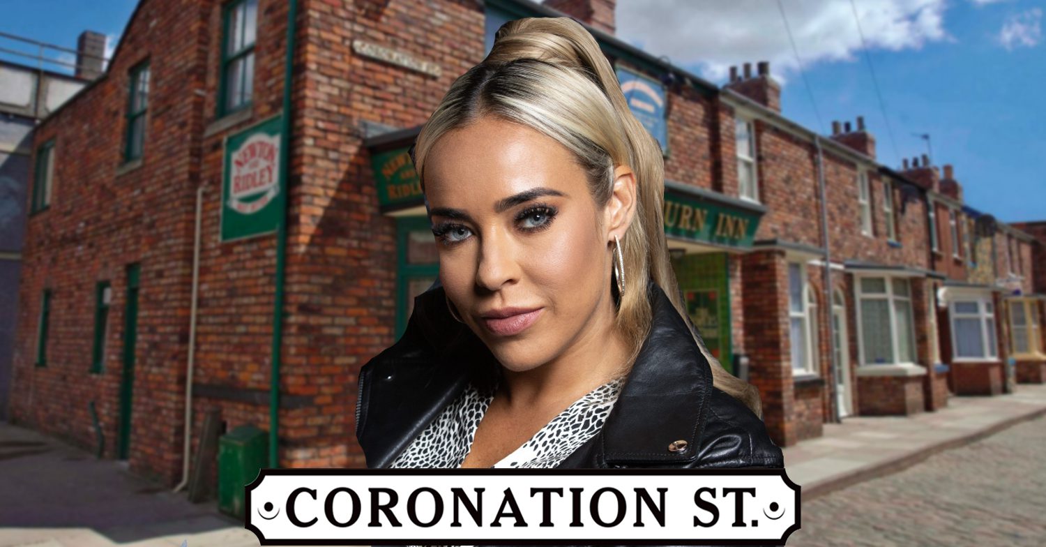 Coronation Street's Courtney, the Coronation Street logo and background of the Rovers