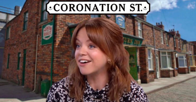Coronation Street's Georgia Taylor, the Coronation Street logo and background of the Rovers