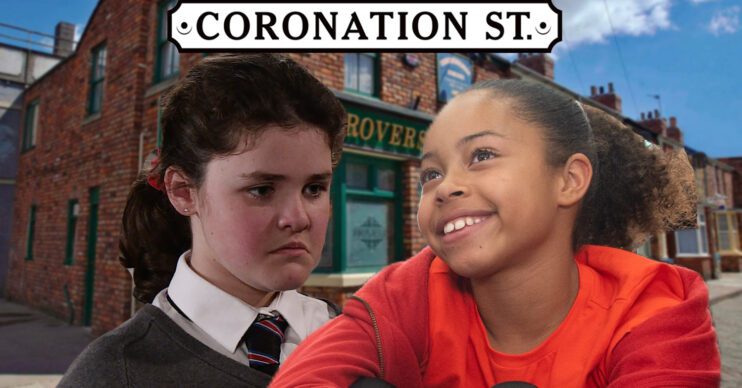 Coronation Street's Hope, Ruby, the Coronation Street logo and background of the Rovers