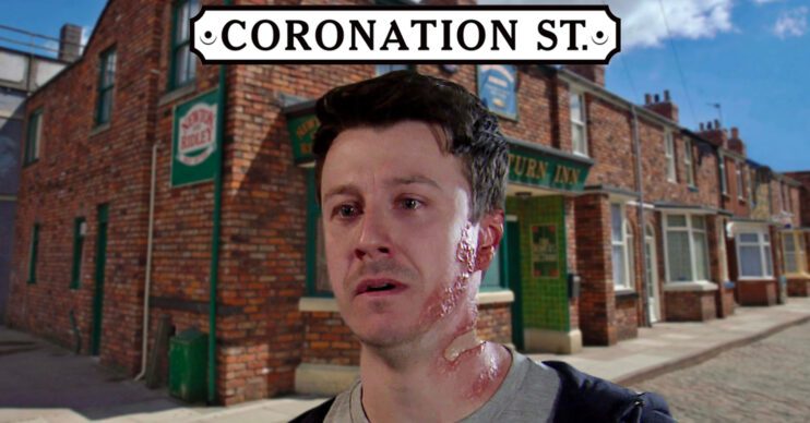 Coronation Street's Ryan, the Coronation Street logo and background of the Rovers
