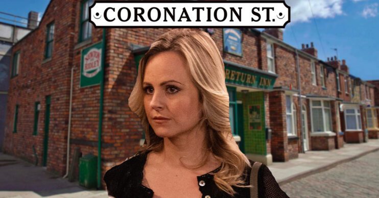 Coronation Street's Sarah, the Coronation Street logo and background of the Rovers
