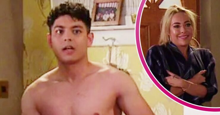 Coronation Street's Aadi caught out, comp image with Courtney