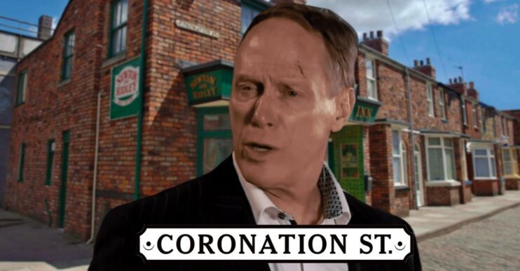 Coronation Street comp image: Stephen Reid against the soap background with logo