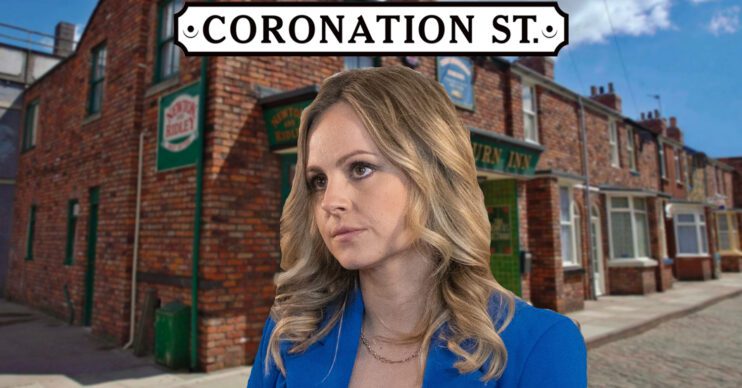 Coronation Street's Sarah, the Coronation Street logo and background of the Rovers
