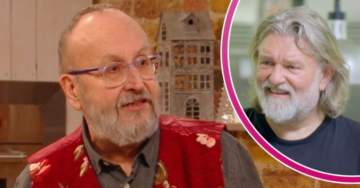 Dave Myers of Hairy Bikers fame looks to his side, as does Si King