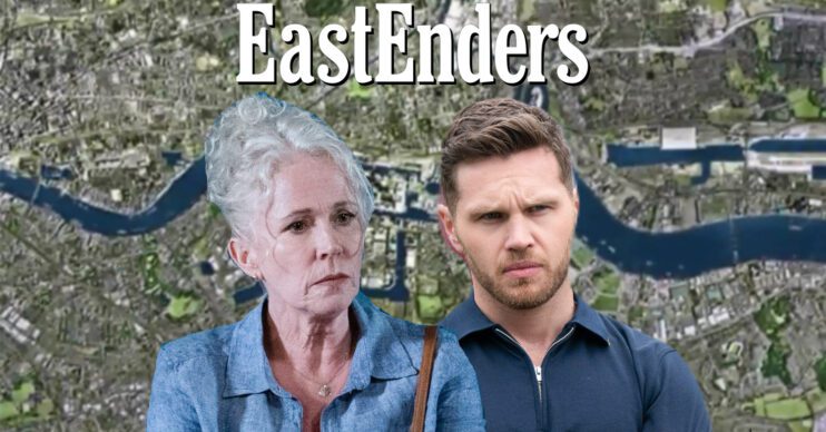 EastEnders' Lisa, Keanu, the EastEnders logo and background of the Thames