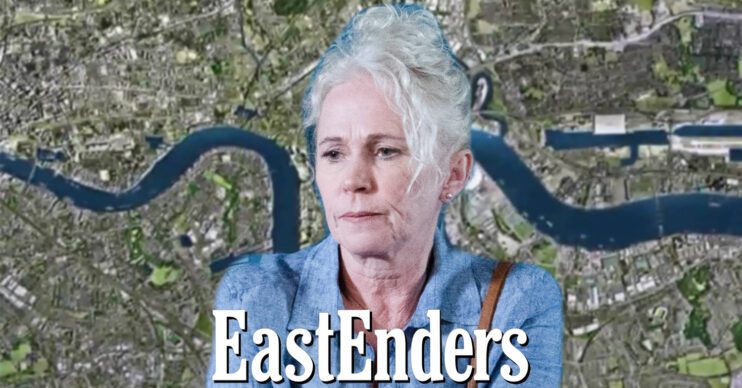 EastEnders' Lisa, the EastEnders logo and background of the Thames