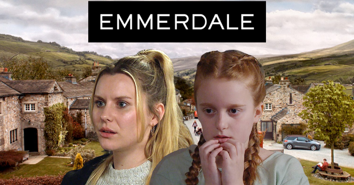 Emmerdale's Dawn, Clemmie, the Emmerdale logo and background of the Dales