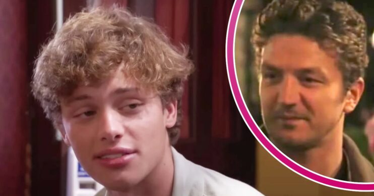 Freddie Slater on EastEnders; inset, Graham Foster looking sinister (Credit: BBC/YouTube/Composite: ED!)