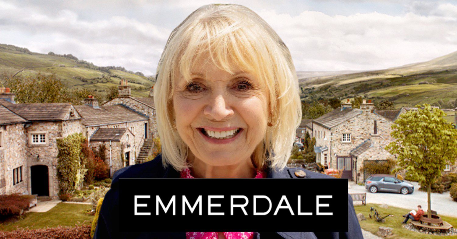 Georgia Sharma smiling on Emmerdale against show logo and background (Credit: ITV/Composite: ED!)